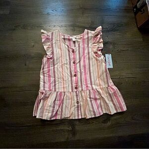 Cat & Jack Pink and White Striped Tank Top